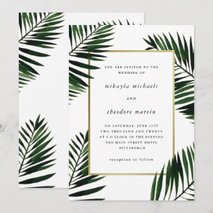 Faux Gold Lijst met Palm Wedding Invitation Kaart