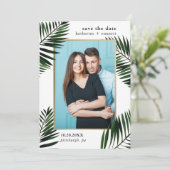 Faux Gold Lijst met palmbladeren Foto Save The Date (Staand voorkant)