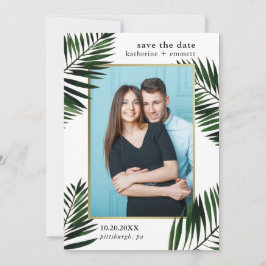Faux Gold Lijst met palmbladeren Foto Save The Date