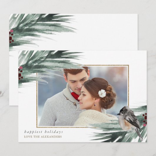 Faux Gold Lijst Prettige feestdagen Feestdagenkaart (Voorkant / Achterkant)