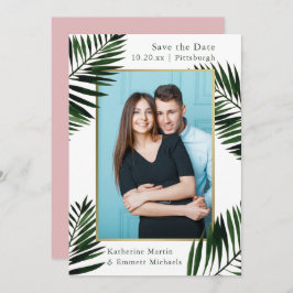 Faux Gold Lijst Roze bruiloft Save the Date Foto
