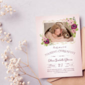Faux Gold Lijsten Blush Floral Naming Ceremony Kaart