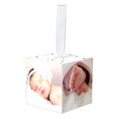 Faux Gold Lijsten geboorte Stats Custom Photos Ornament (Voorkant hoekig)