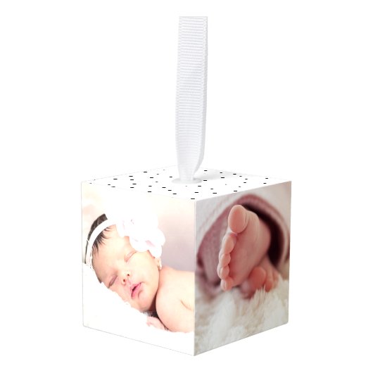 Faux Gold Lijsten geboorte Stats Custom Photos Ornament (Voorkant hoekig)