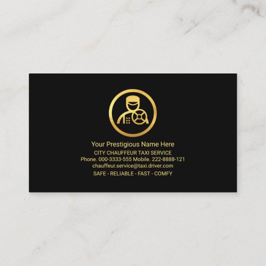 Faux Gold Lines Chauffeur Driver Visitekaartje (Achterkant)