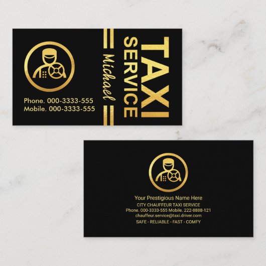 Faux Gold Lines Chauffeur Driver Visitekaartje (Voorkant / Achterkant)