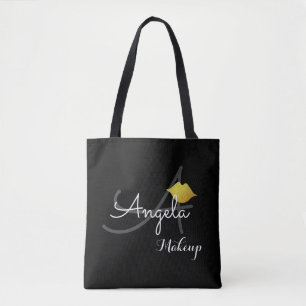 faux gold lips . makeup kunstenaar monogram schoon tote bag