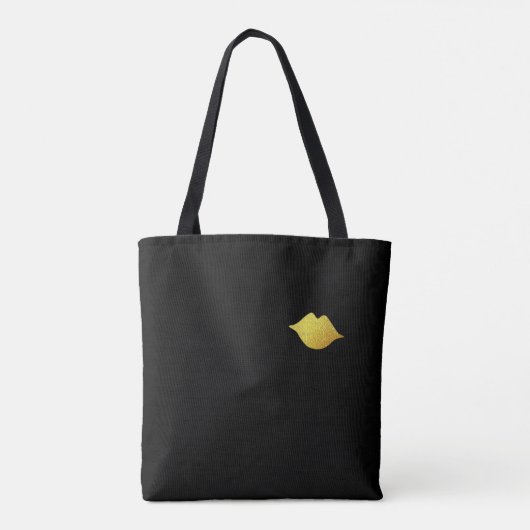 faux gold lips . makeup kunstenaar monogram schoon tote bag (Achterkant)