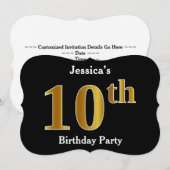 Faux Gold Look 10e verjaardagsfeestje + aangepaste Kaart (Voorkant / Achterkant)