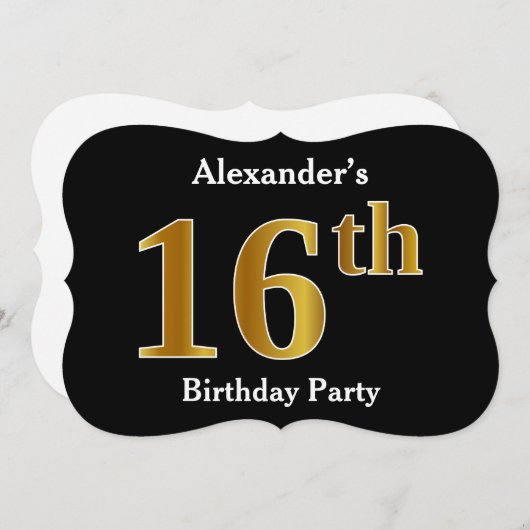 Faux Gold Look 16e verjaardagsfeest + aangepaste n Kaart (Voorkant / Achterkant)