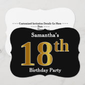 Faux Gold Look 18e verjaardagsfeestje + aangepaste Kaart (Voorkant / Achterkant)
