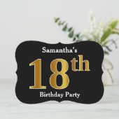 Faux Gold Look 18e verjaardagsfeestje + aangepaste Kaart (Staand voorkant)