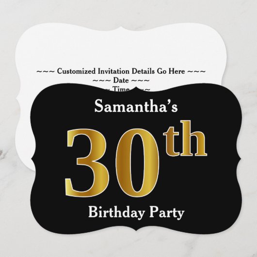 Faux Gold Look 30e verjaardagsfeestje + aangepaste Kaart (Voorkant / Achterkant)