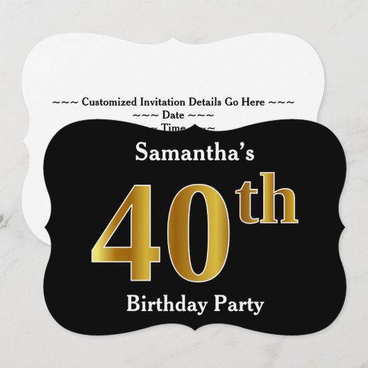 Faux Gold Look 40e verjaardagsfeestje + aangepaste Kaart (Voorkant / Achterkant)