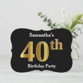 Faux Gold Look 40e verjaardagsfeestje + aangepaste Kaart (Staand voorkant)