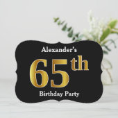 Faux Gold Look 65e verjaardagsfeestje + aangepaste Kaart (Staand voorkant)