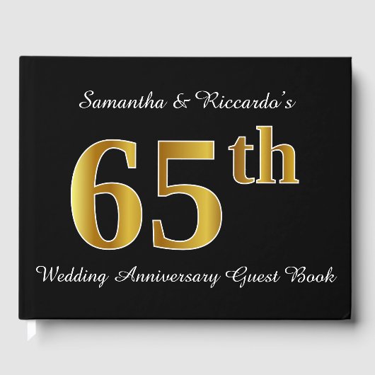 Faux Gold Look 65th Wedding Jubileum + Namen Gastenboek (Voorkant)