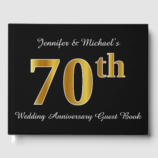 Faux Gold Look 70th Wedding Jubileum + Namen Gastenboek (Voorkant)