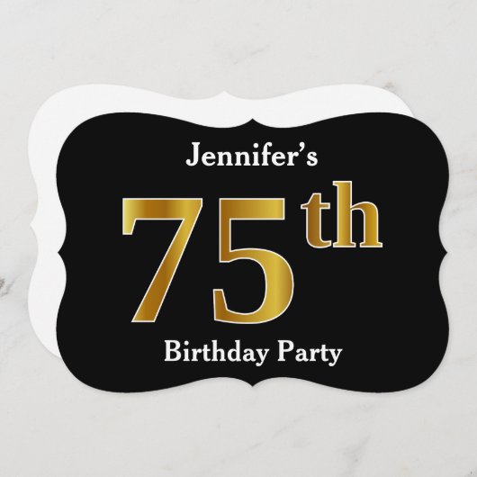 Faux Gold Look 75e verjaardagsfeestje + aangepaste Kaart (Voorkant / Achterkant)