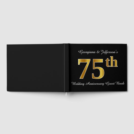 Faux Gold Look 75th Wedding Jubileum + Namen Gastenboek (Volledig)