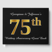 Faux Gold Look 75th Wedding Jubileum + Namen Gastenboek (Voorkant)