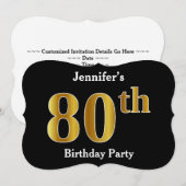 Faux Gold Look 80ste verjaardagsfeestje + aangepas Kaart (Voorkant / Achterkant)
