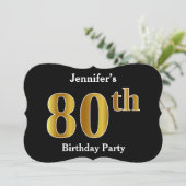 Faux Gold Look 80ste verjaardagsfeestje + aangepas Kaart (Staand voorkant)