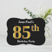 Faux Gold look 85th Birthday Party + aangepaste na Kaart (Staand voorkant)