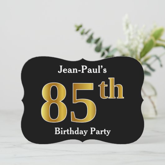 Faux Gold look 85th Birthday Party + aangepaste na Kaart (Staand voorkant)