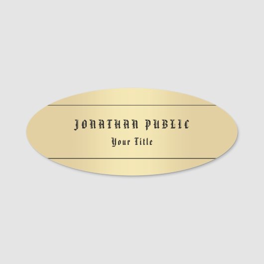 Faux Gold  Look Oude Tekst Sjabloon Glamoureus Naamplaatje (Voorkant)