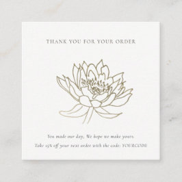 FAUX GOLD LOTUS FLORAL LOGO SHOPPING DANK U VIERKANTE VISITEKAARTJE