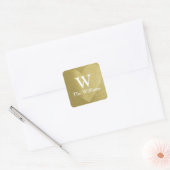 faux Gold love hart met koppel initiaal & naam Vierkante Sticker (Envelop)