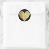 faux gold love hart with koppels initiaal & name ronde sticker (Tas)