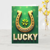 Faux Gold Lucky St Patricks Card Kaart (Gele Bloem)