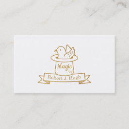 Faux Gold Magic Dove in Pet Magicia Visitekaartje