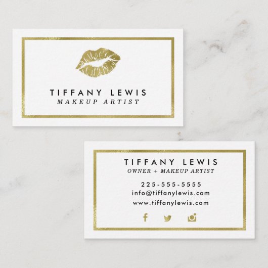 Faux Gold Makeup artistieke Visitekaartjes (Voorkant / Achterkant)