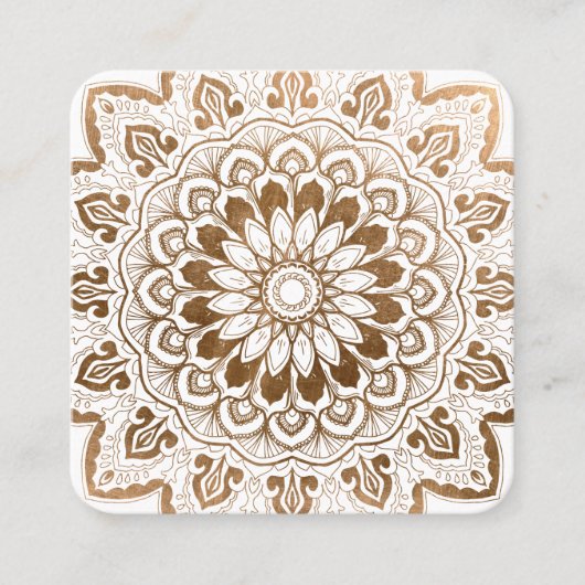 Faux Gold Mandala Medallion Yoga Healing Vierkante Visitekaartje (Voorkant)