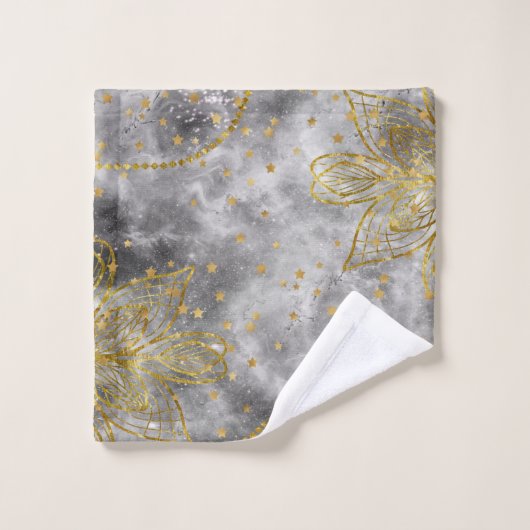 Faux Gold Mandala & Smoky Grey Design Bad Handdoek (Wasdoekje)