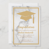 Faux Gold & Marble Afstuderen Invitation Kaart (Voorkant)