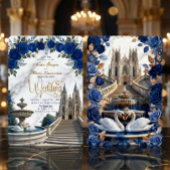 Faux Gold Marble & Royal Blue Rose Cathedral Kaart