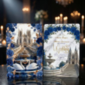 Faux Gold Marble & Royal Blue Rose Cathedral Kaart