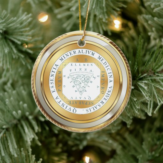 Faux Gold medal alchemy pizzawijn kerst Keramisch Ornament (Boom)