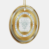 Faux Gold medal alchemy pizzawijn kerst Keramisch Ornament (Rechts)