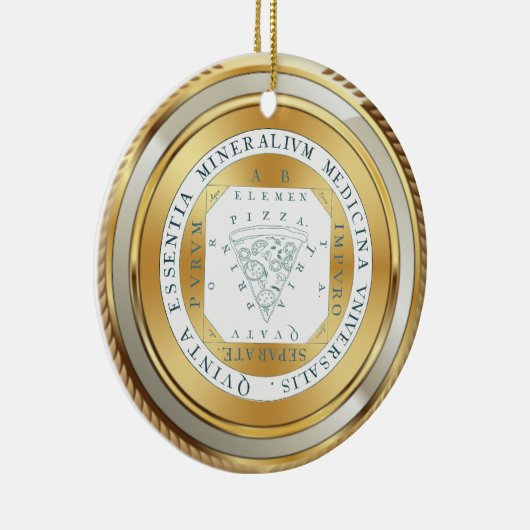 Faux Gold medal alchemy pizzawijn kerst Keramisch Ornament (Rechts)