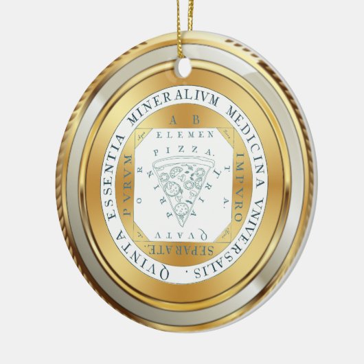 Faux Gold medal alchemy pizzawijn kerst Keramisch Ornament (Links)