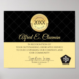 Faux gold Medewerker van het jaarcertificaat Poster