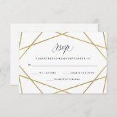 Faux Gold met Midnight Blue Text Wedding RSVP (Voorkant / Achterkant)