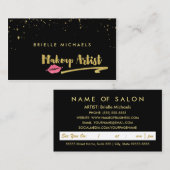 Faux Gold met roze lippen make-up artist afspraak Afsprakenkaartje (Voorkant / Achterkant)