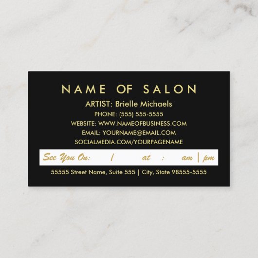 Faux Gold met roze lippen make-up artist afspraak Afsprakenkaartje (Achterkant)