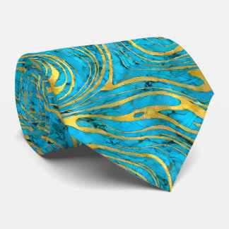 Faux Gold met Turquoise Blauw Stropdas
